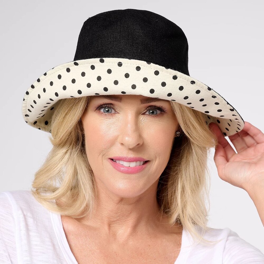 Isaac Mizrahi Black and White Polka Dot Hat